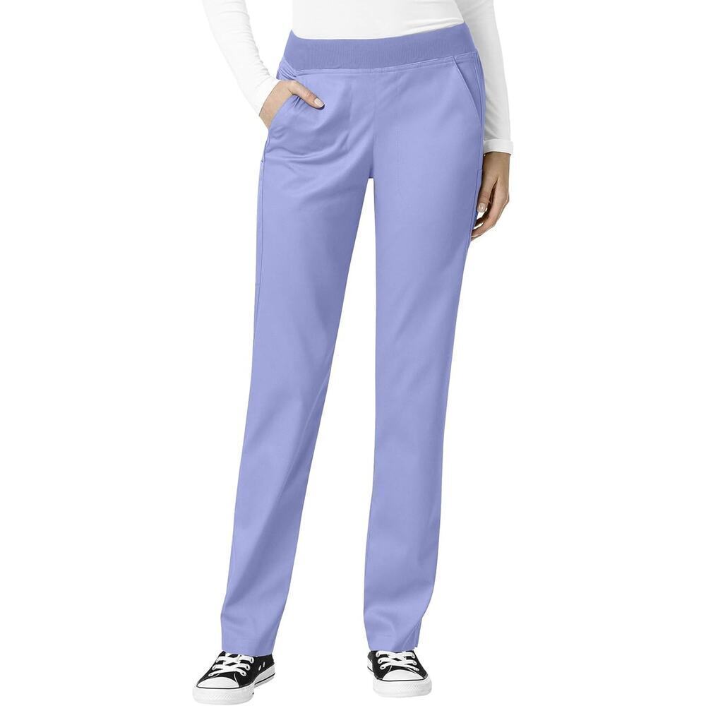 Wonderwink Scrub Pants Women's 2X Petite Blue Wink Pro Knit Waist Cargo 5419